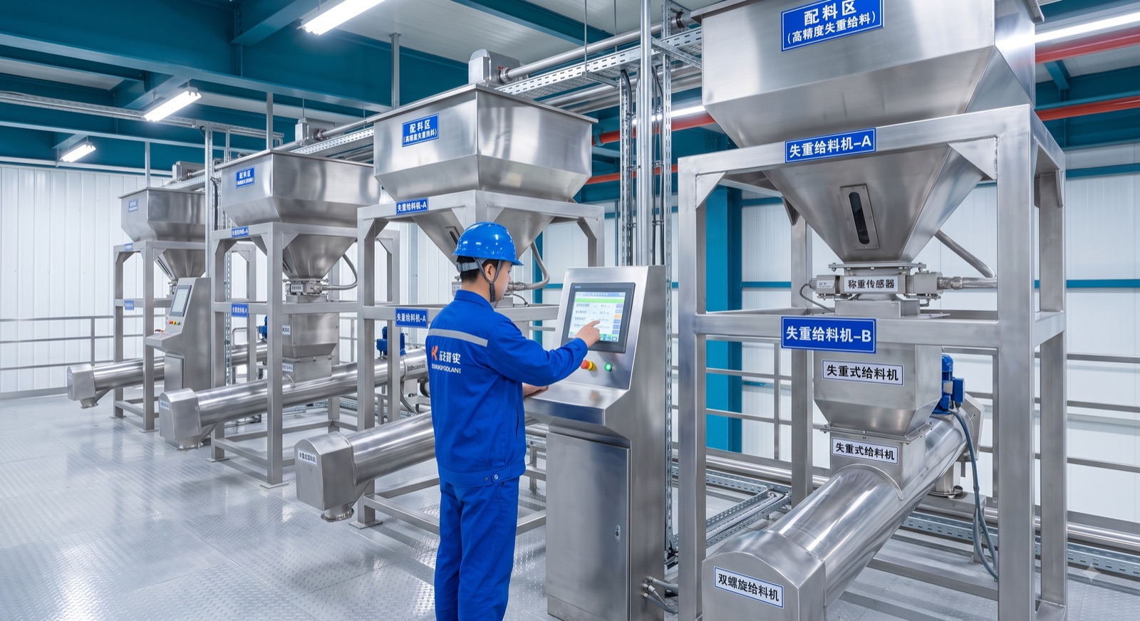 现代极洁净充填站粉体仓与失重给料现场