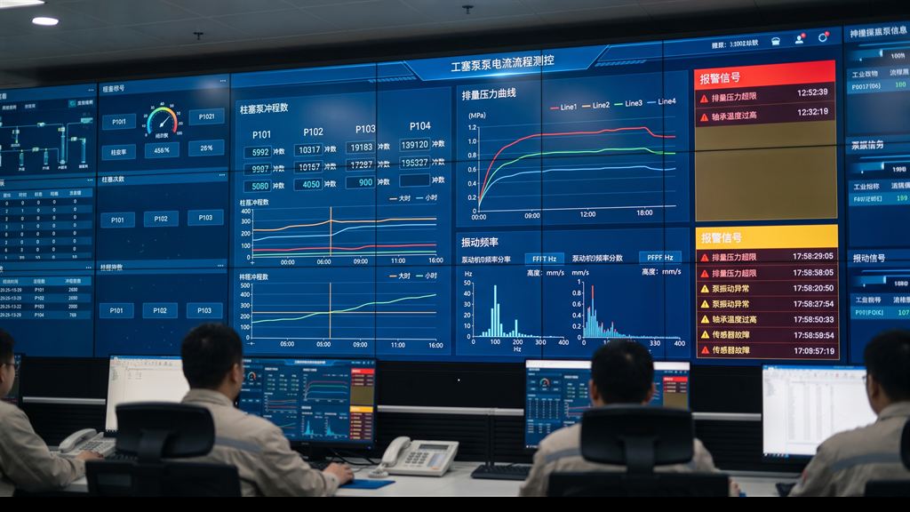 地表高压注浆站远程遥测压力波动及泵送频率监测画面