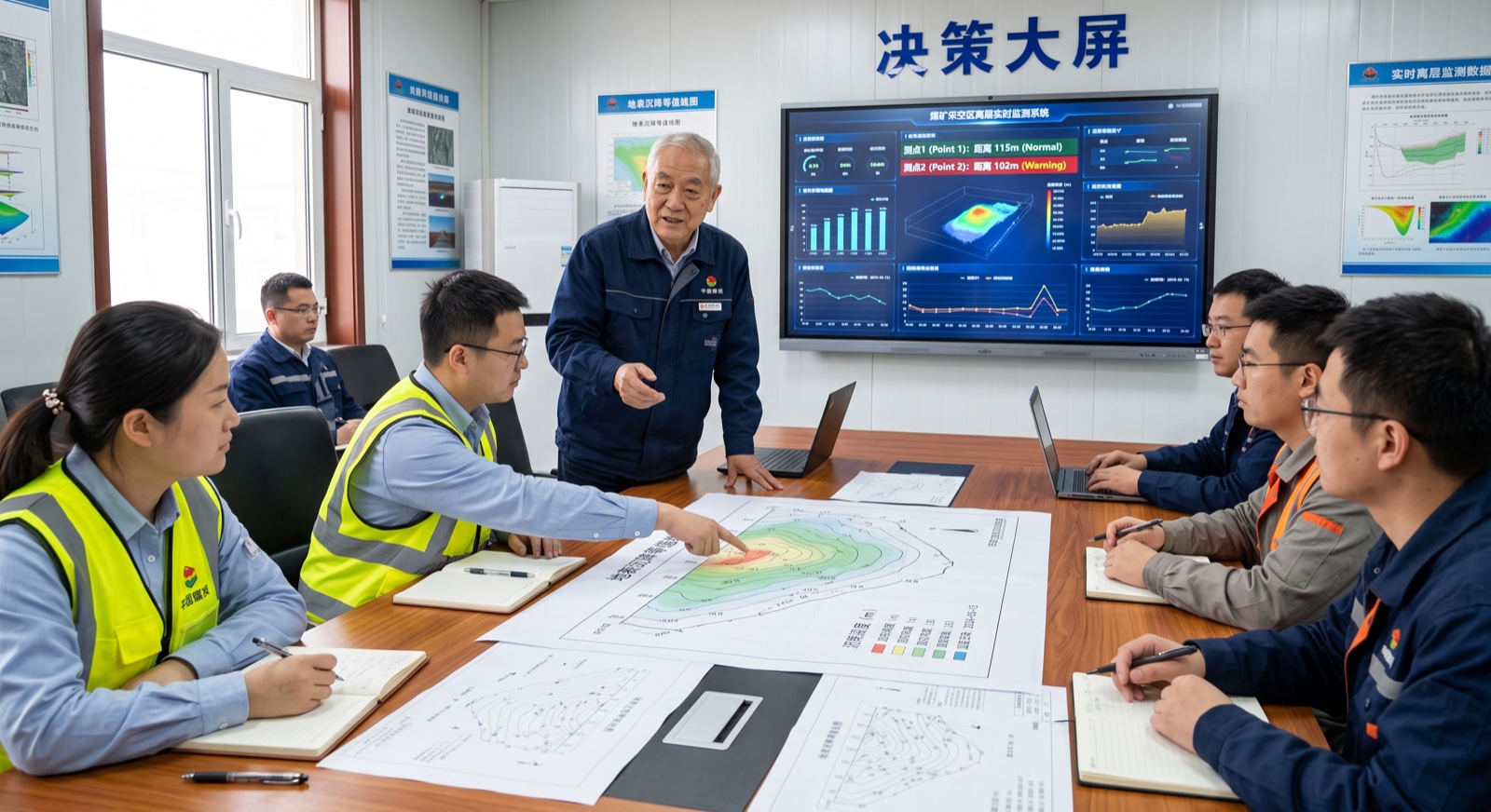 地表下沉系数等值线图与覆岩控制决策会审现场
