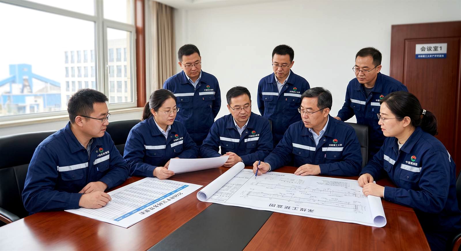矿井总工程师与地面注浆防治水分包项目团队联合进行钻孔轨迹三维剖面会审与注浆达标验收论证