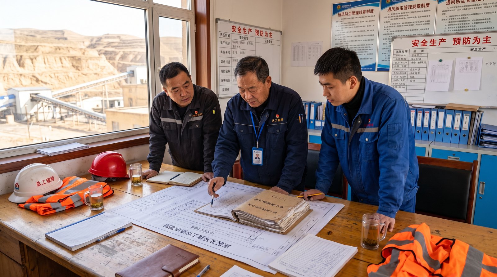 矿总工程师与通防科技术人员会审综采面粉尘监测曲线与喷雾改造验收台账