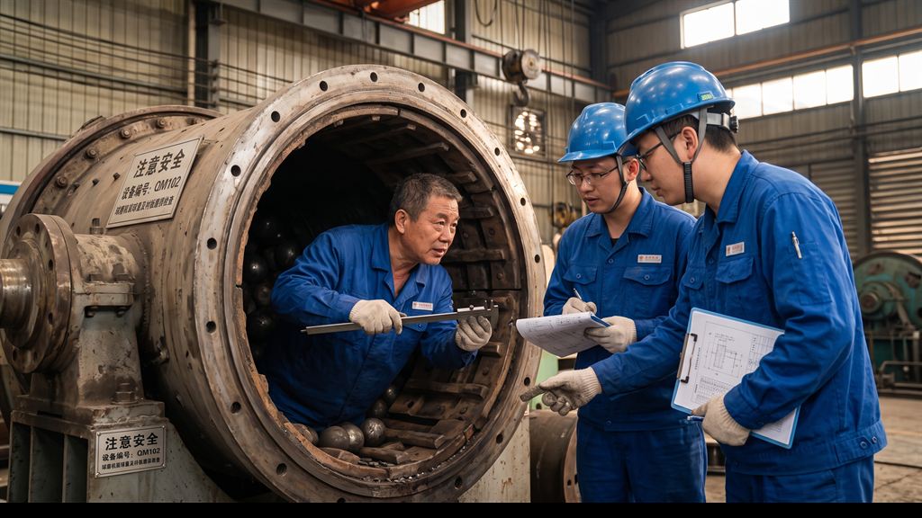 制浆厂工艺设计师核准球磨机介质充填率与钢球直径级配方案