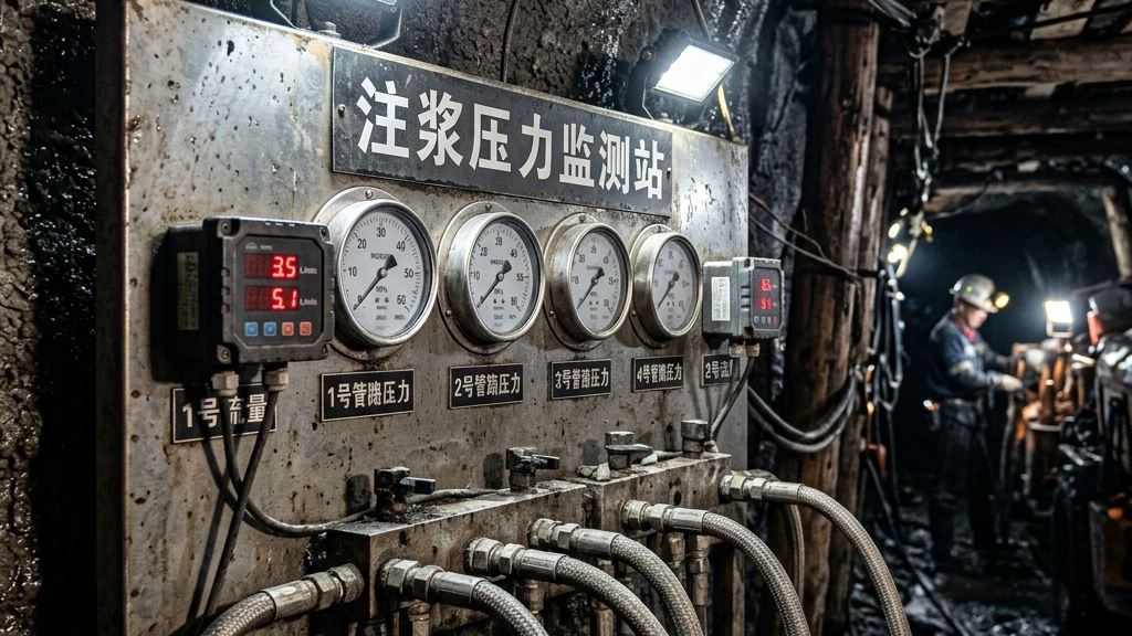 井下巷道内的煤矿防爆监控箱与敷设于巷道顶板的高压浆体输送钢管