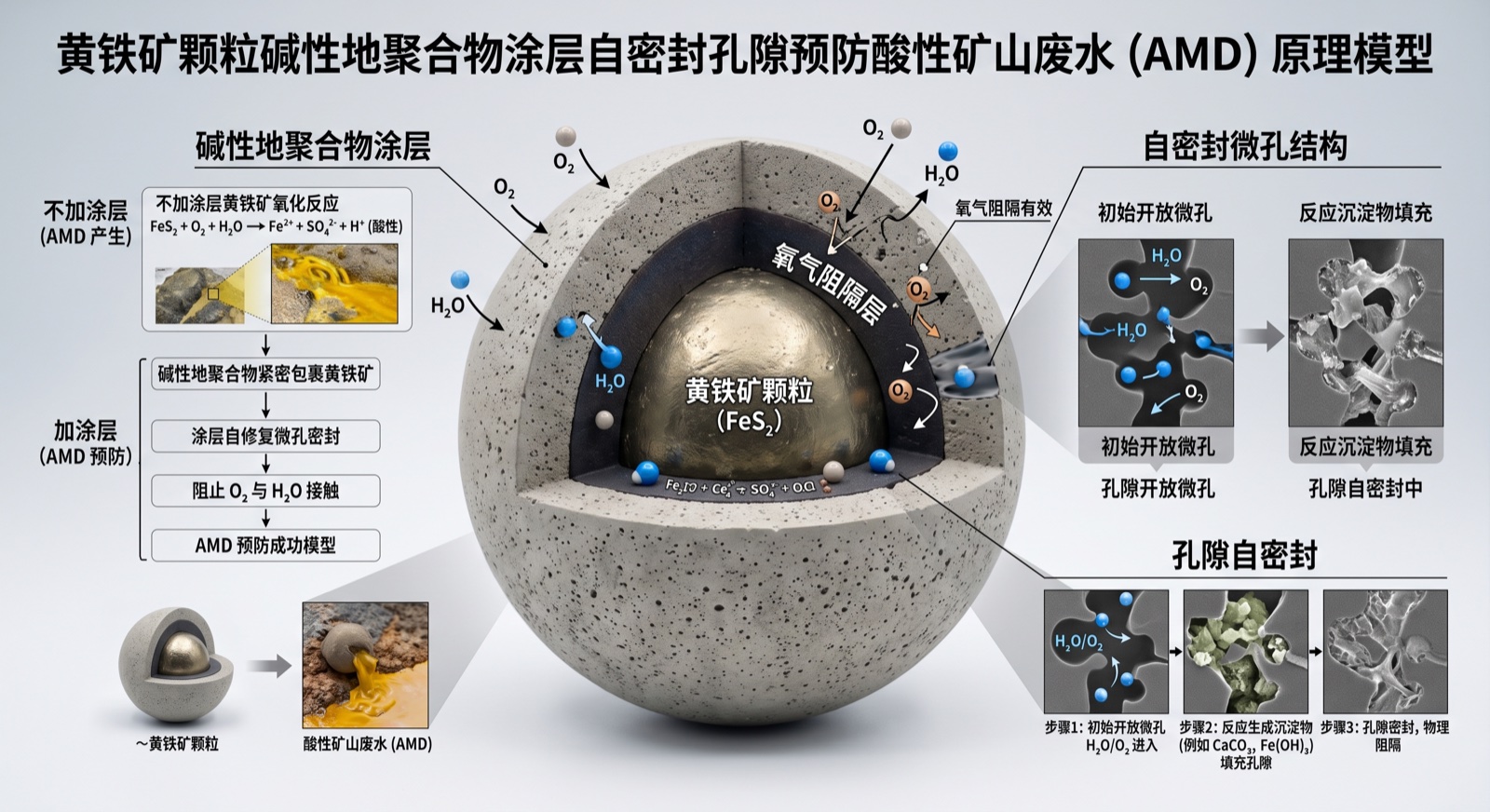 黄铁矿微观氧化包封抑制与碱性阻化胶结网路机理剖面