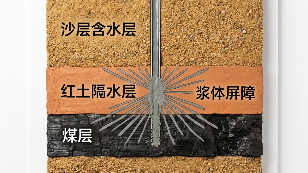 黄陵黄土塬区导水裂隙带发育与防渗红土盖层地质剖面