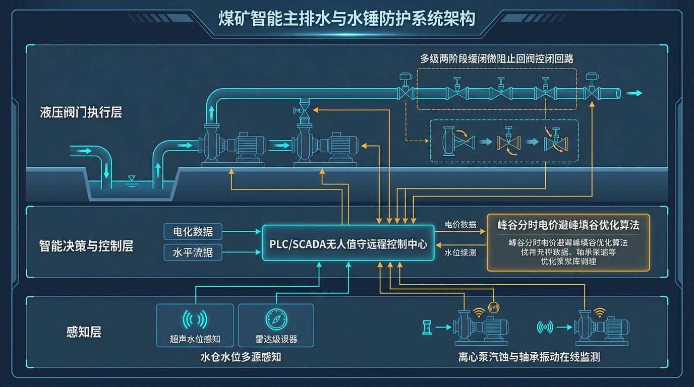 煤矿井下供电电网选择性漏电保护与GOOSE光纤防越级跳闸系统架构拓扑图