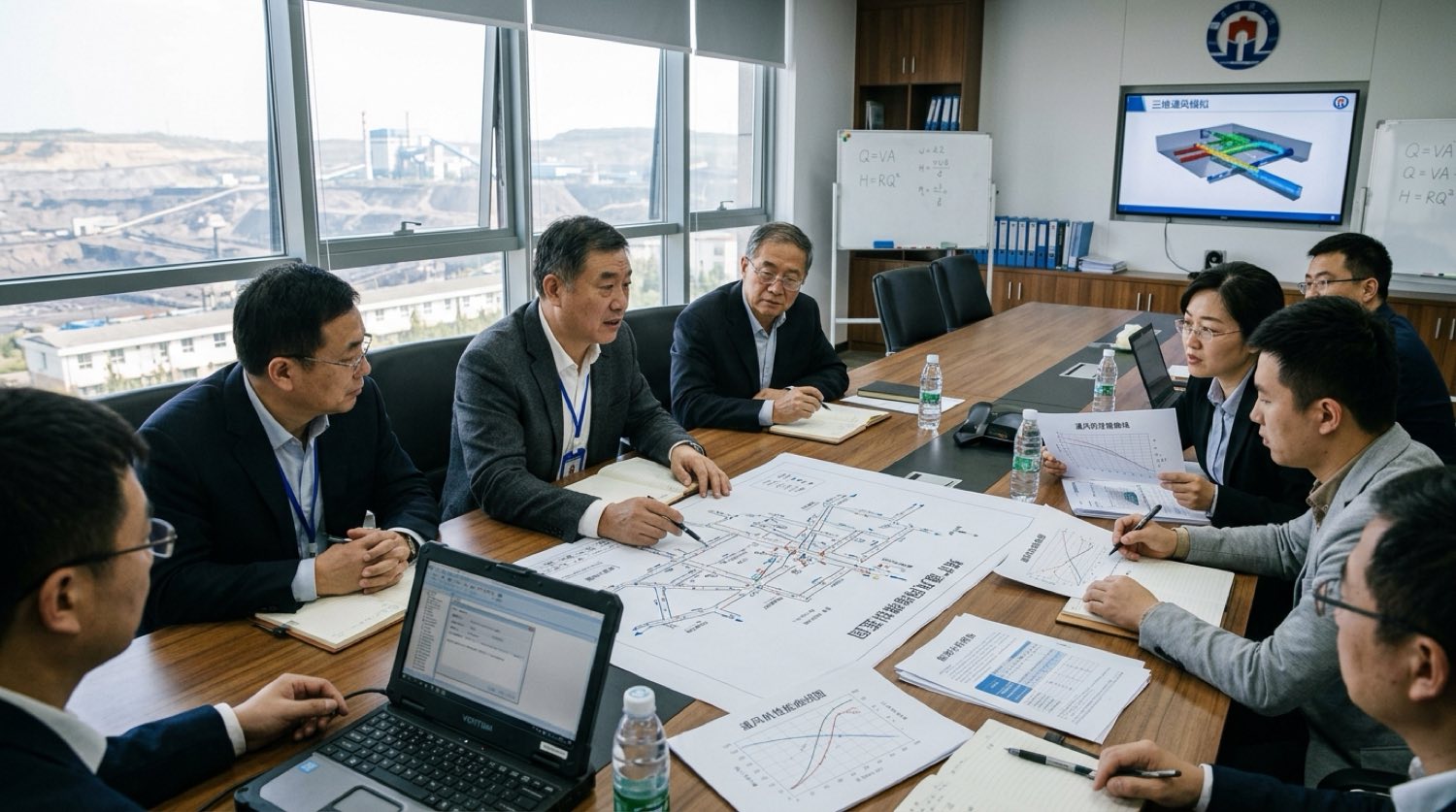 矿长总工与通风专家在网络解算优化评审会
