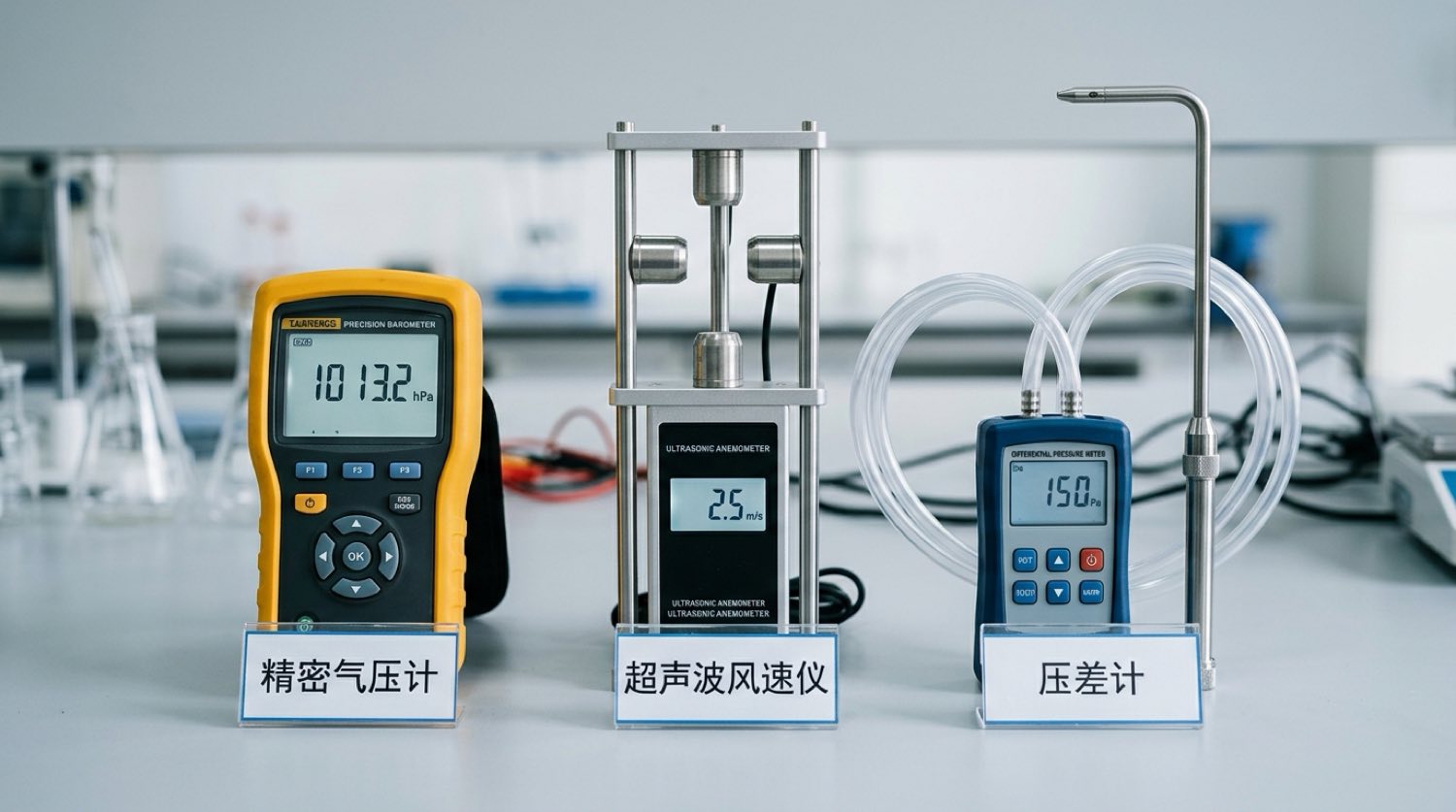 精密气压计与超声波风速表等检测仪器特写