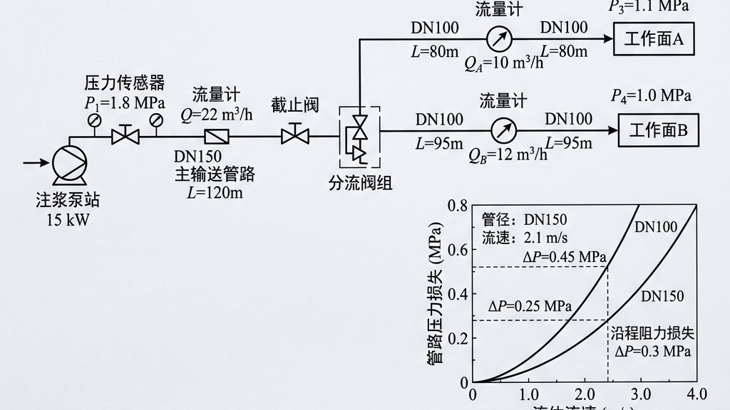 多采区高压排矸注浆管网流体拓扑结构与动态阻力损失流阻原理