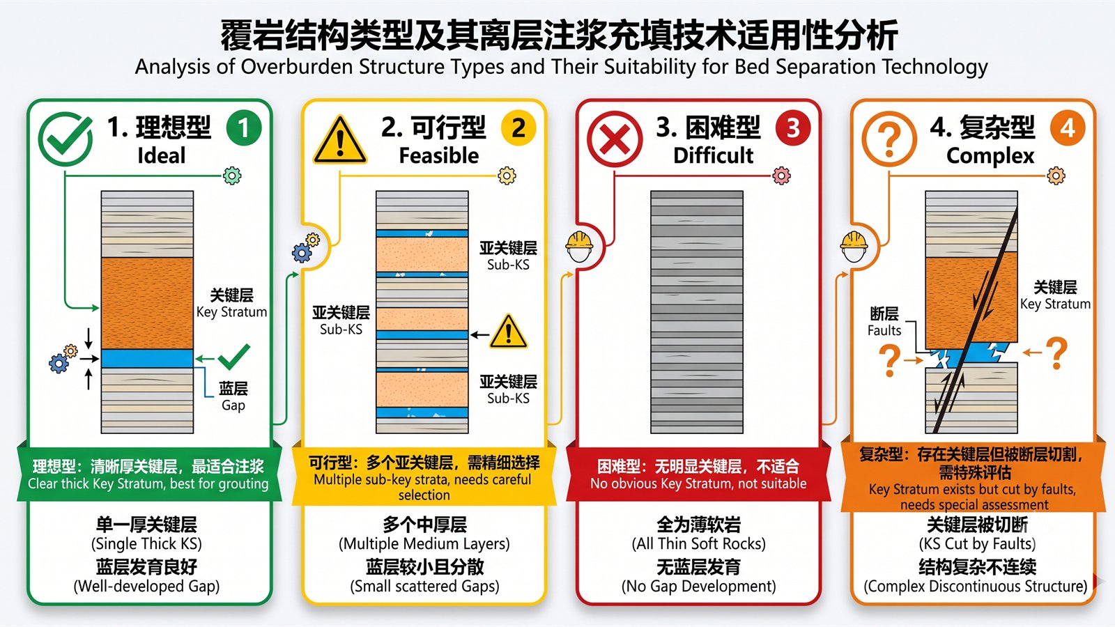 不同覆岩结构对离层注浆适用性的影响
