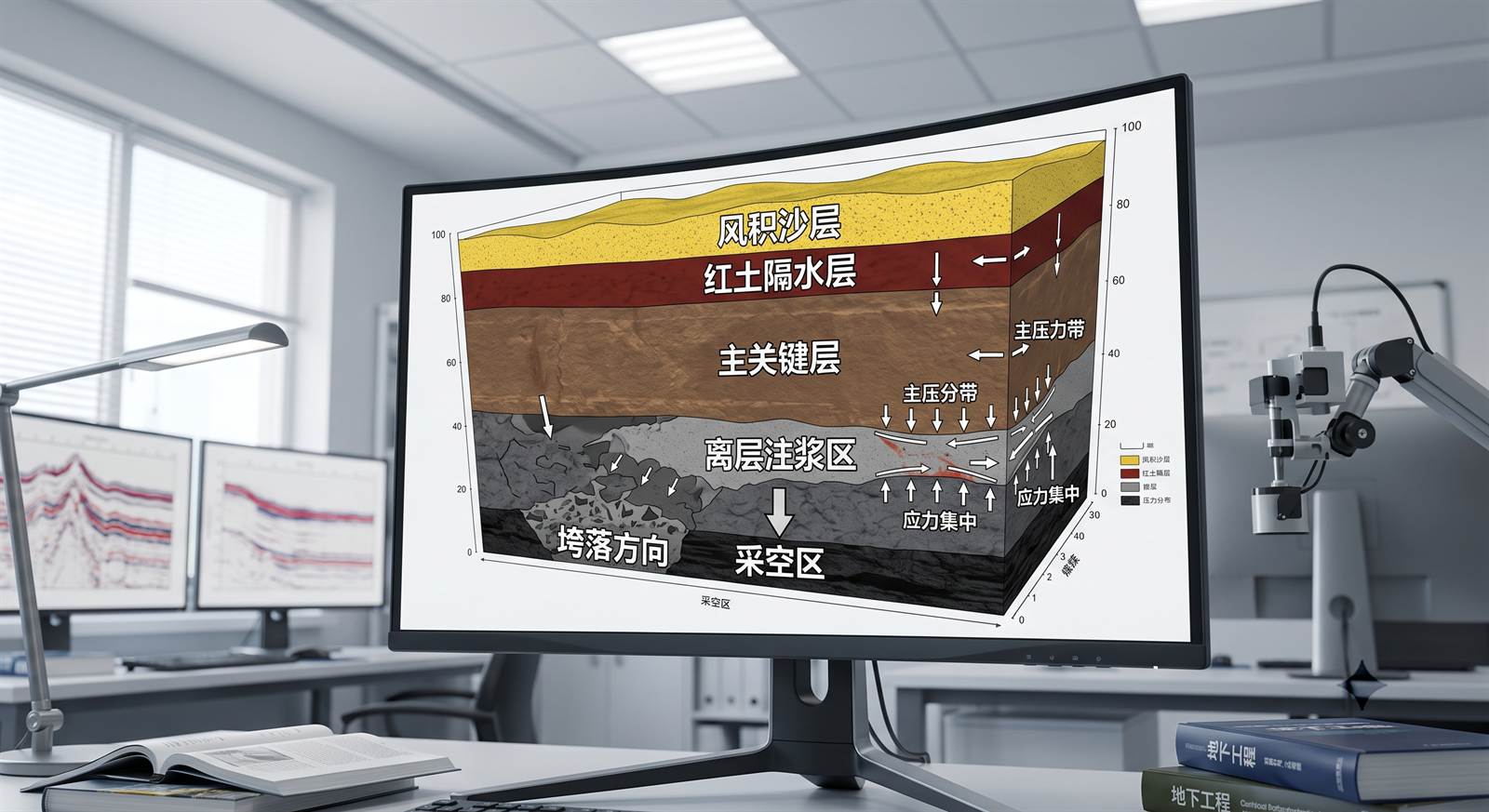 鄂尔多斯特厚煤层离层注浆保水减沉三维地层剖面模型