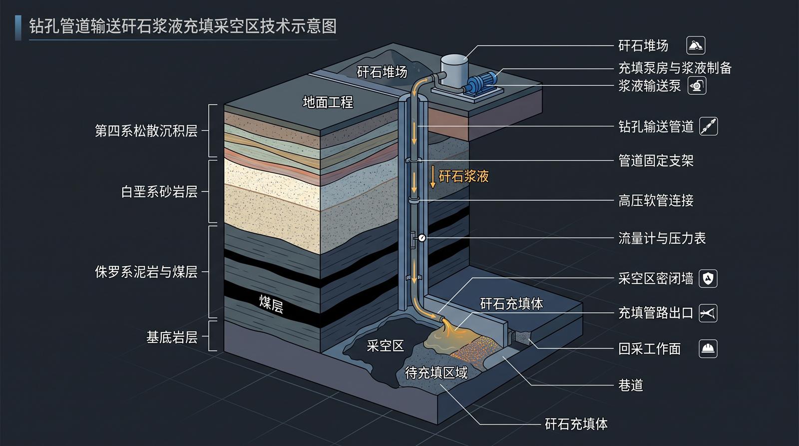 输浆自流井筒管线3D剖面图