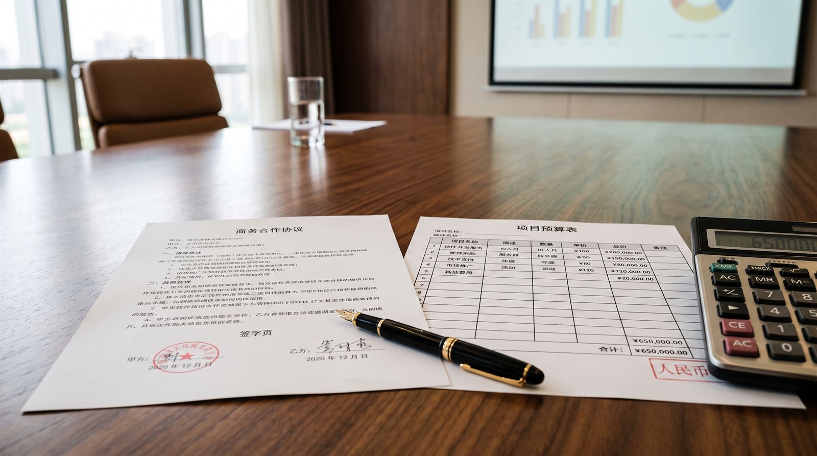 会议桌合同与预算表审查