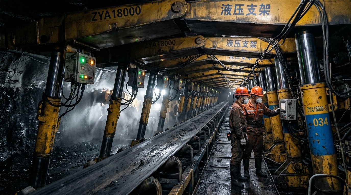 陕西榆林煤矿6.5m大采高工作面ZYA18000液压支架与电液控系统实拍